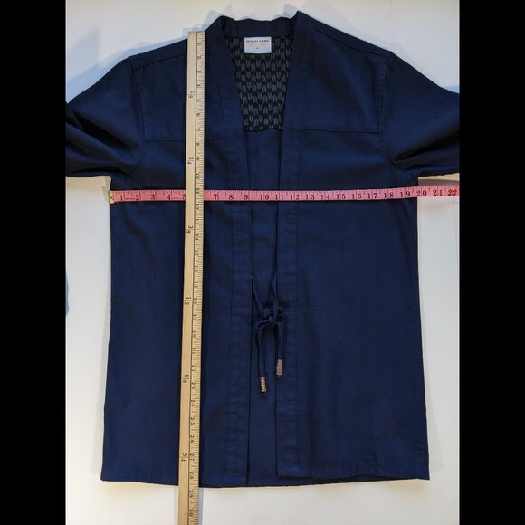 Akashi Kama Noragi Jacket Unisex Navy Blue Japanese Cotton MEDIUM Made In USA - Picture 10 of 12